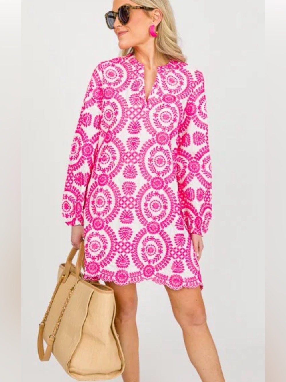 Sunday Market Embroidered Tunic Dress Size M